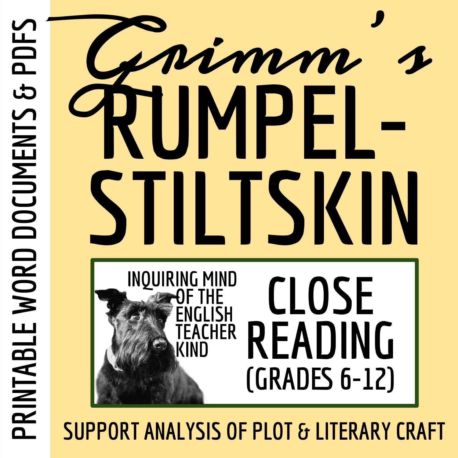 "Rumpelstiltskin" Close Reading Analysis Worksheet (Grimm's Fairy Tale)