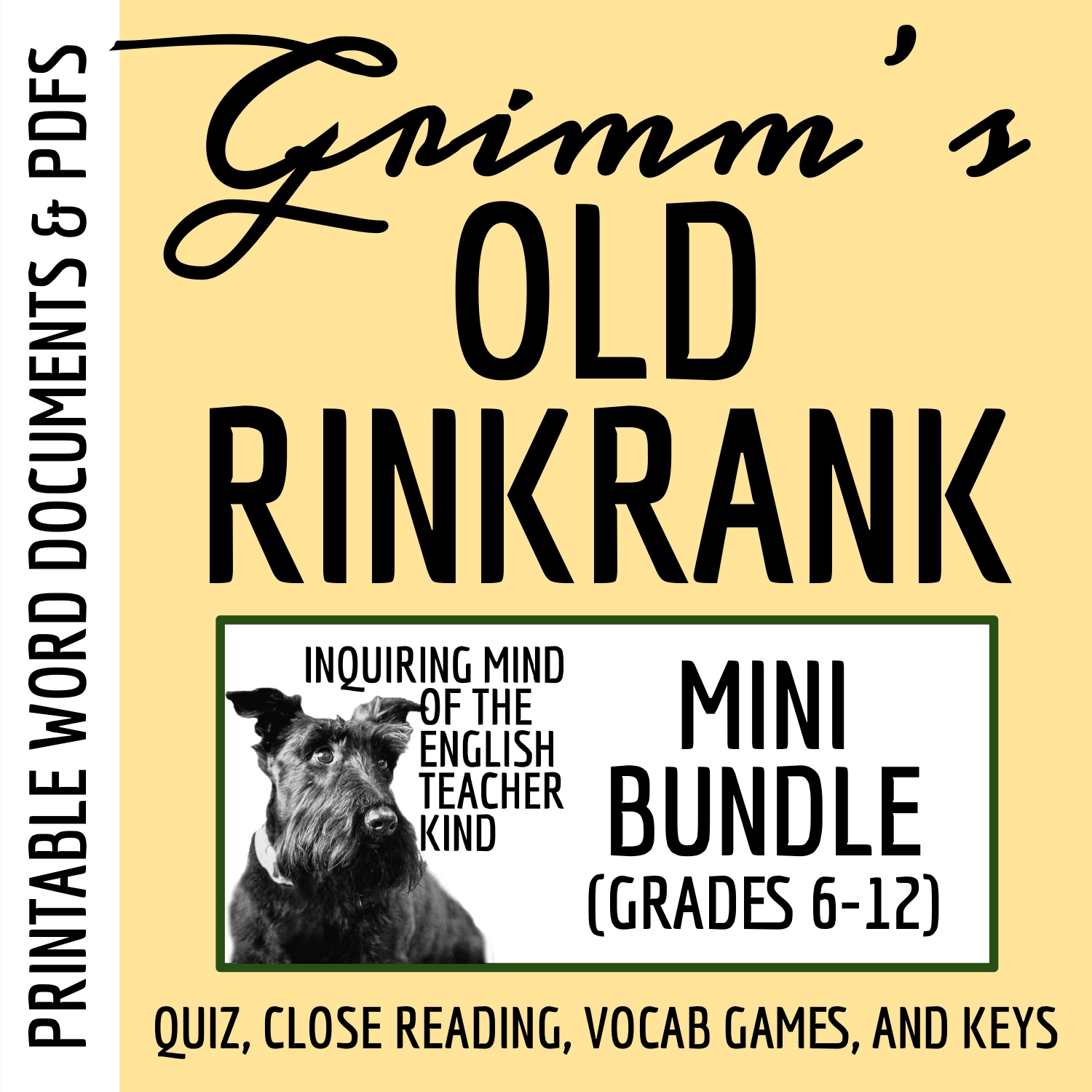 "Old Rinkrank" Quiz, Close Reading Activity, and Vocabulary Games Bundle