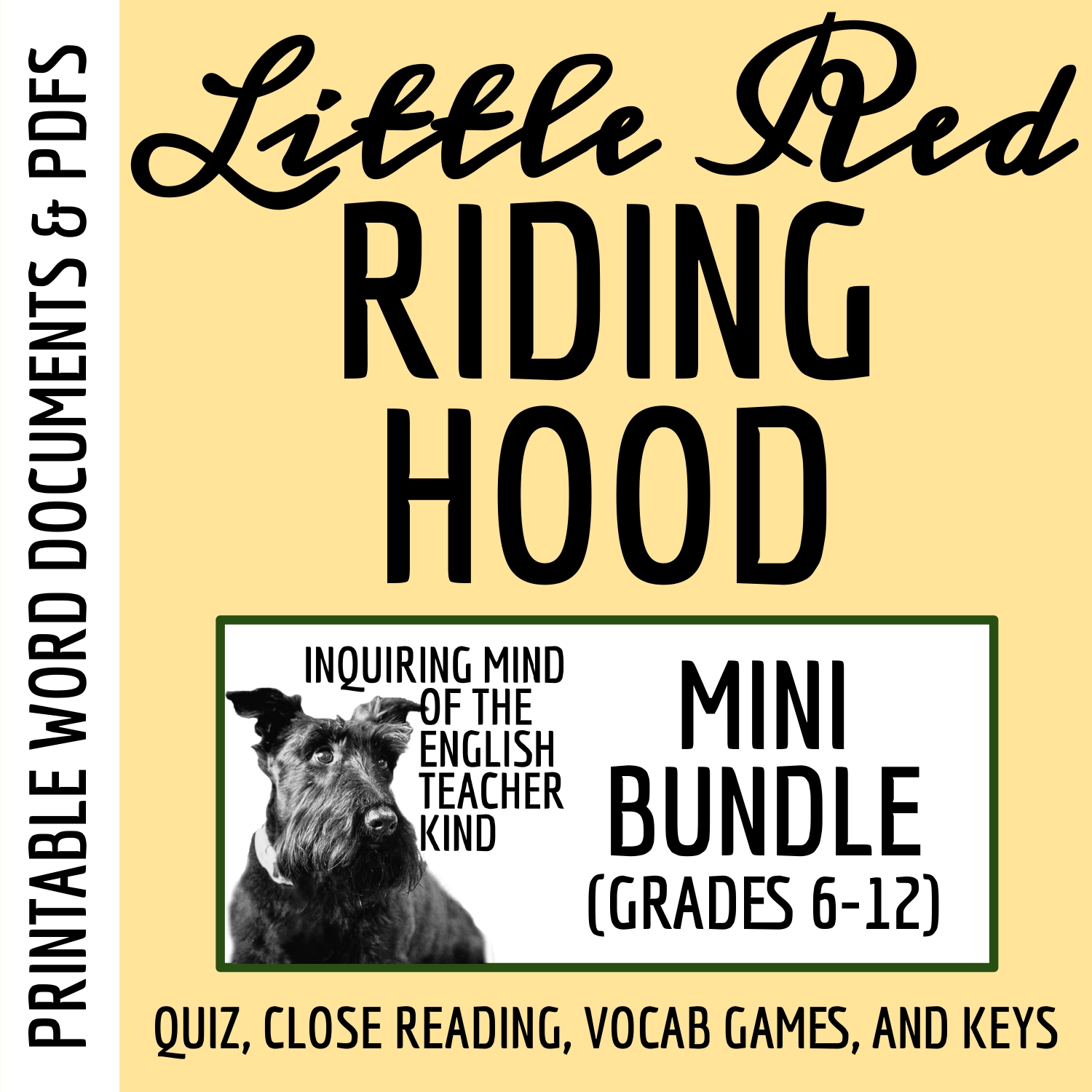 "Little Red Riding Hood" Quiz, Close Reading, and Vocabulary Games Bundle