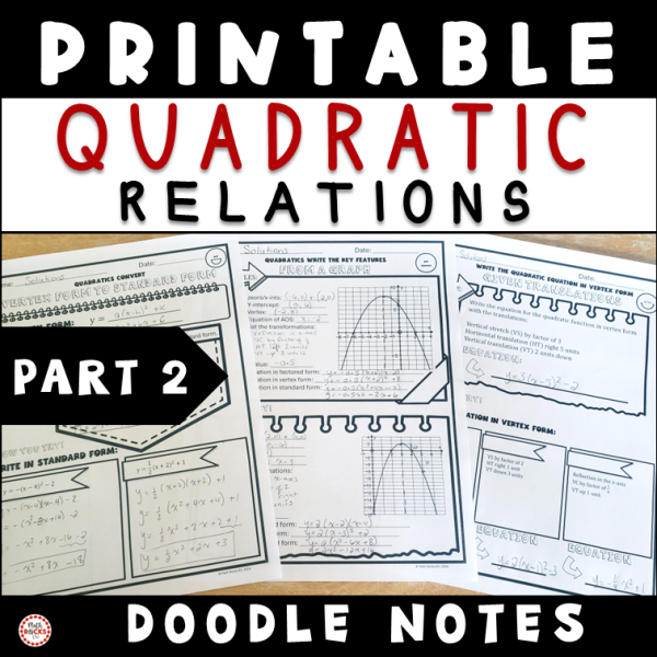 Quadratic Functions Part 2 10th Grade Worksheets Algebra 1 - Made By ...