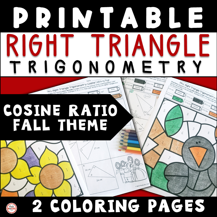 Fall Right Triangle Trigonometry Cosine Ratio Missing Sides And Angles Coloring