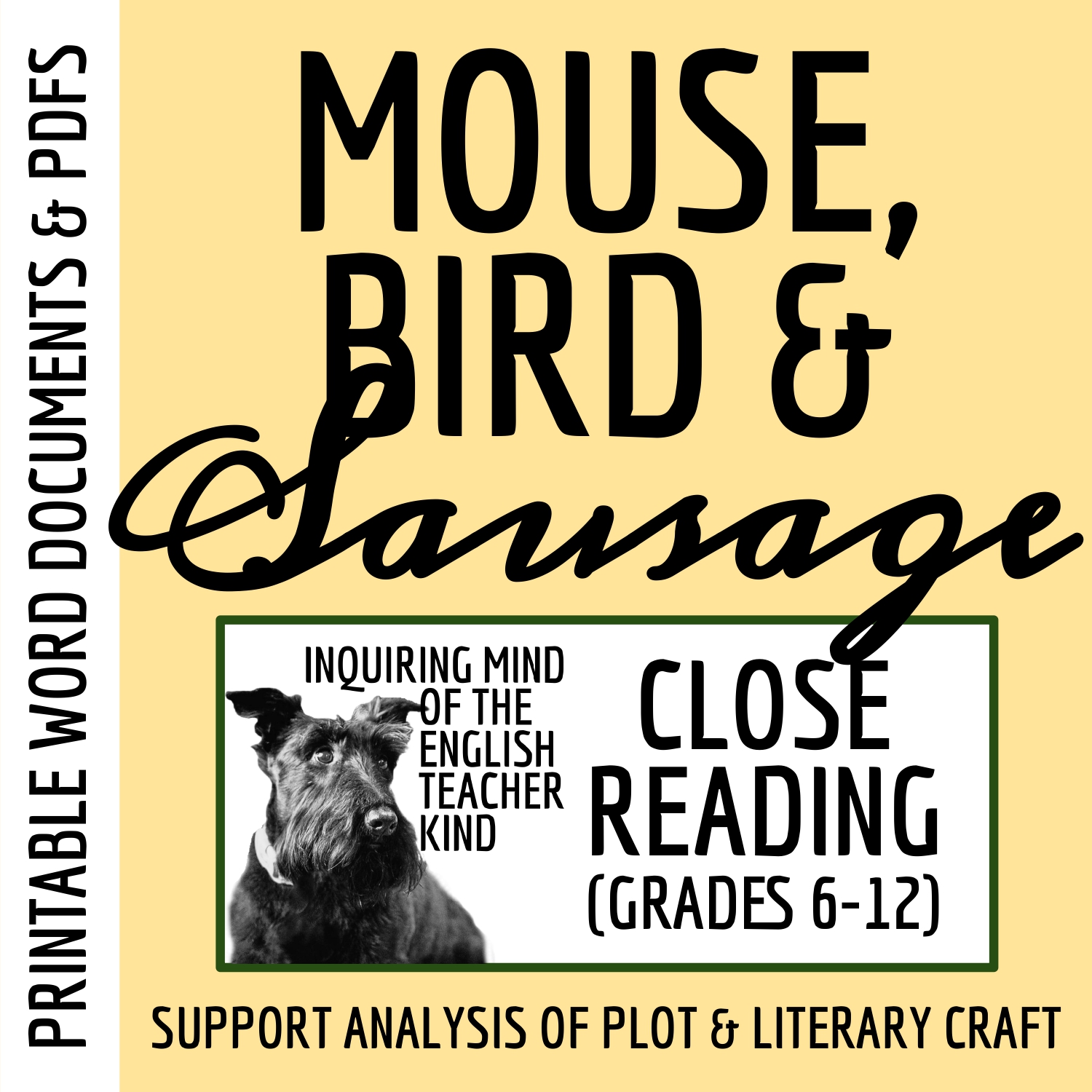 "The Mouse, the Bird, and the Sausage" by the Brothers Grimm Close Reading Worksheet