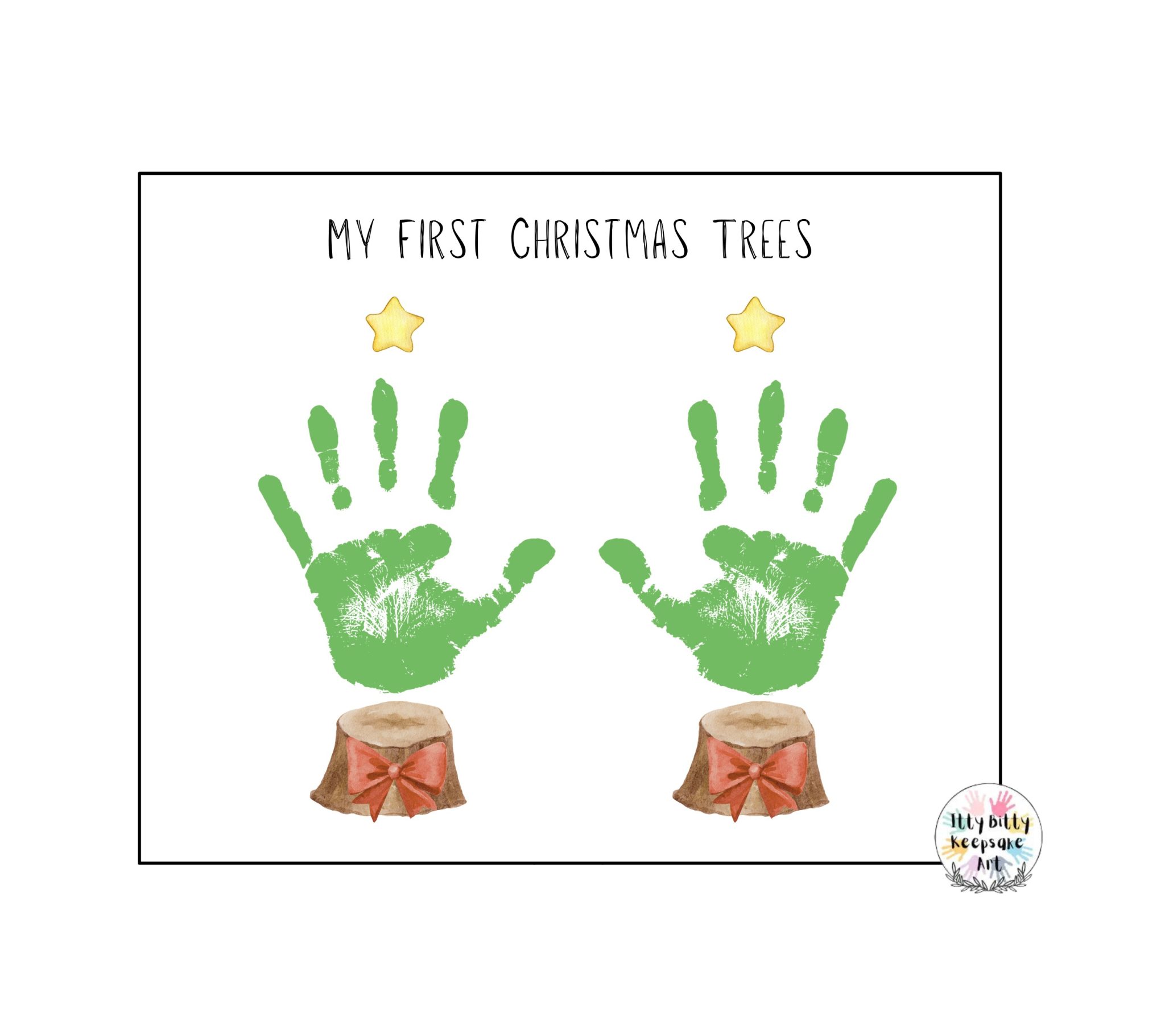 Christmas Tree Handprint Art Craft Printable Template / Kids Craft