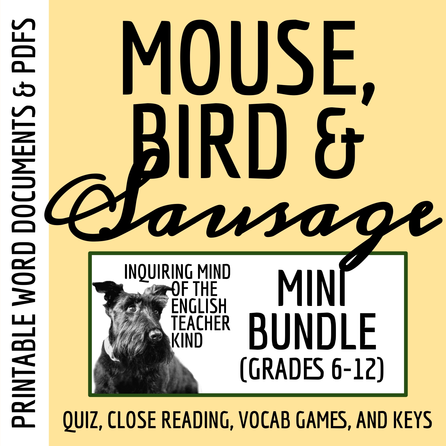 "The Mouse, the Bird, and the Sausage" by the Brothers Grimm Quiz and Close Reading Bundle