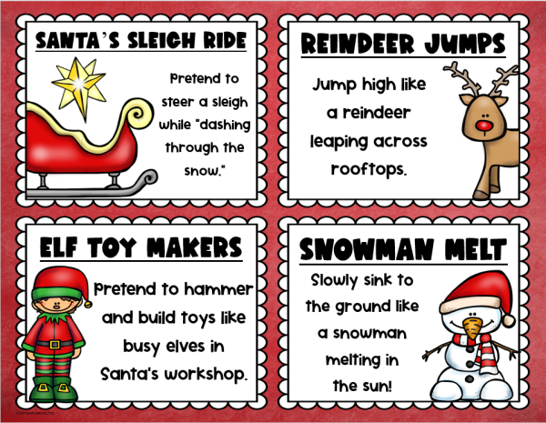 Brain Breaks Movement Cards Christmas Winter Holiday Theme | Made By ...