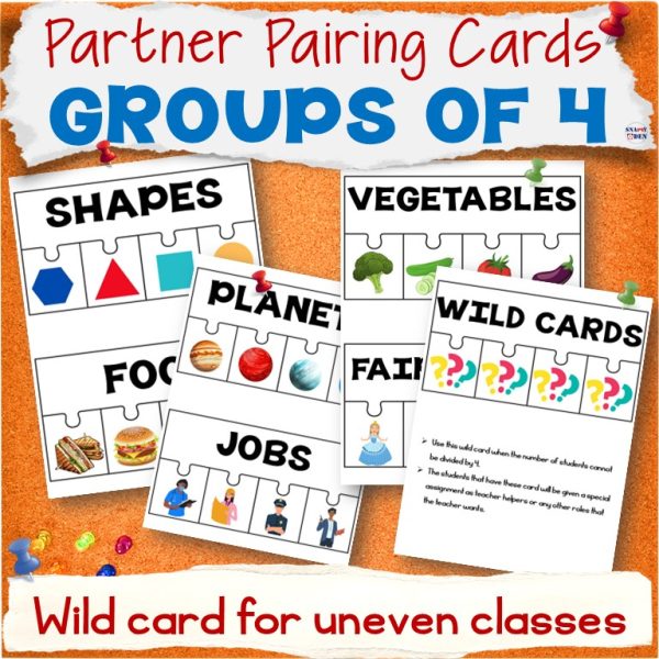 Small Group Partner Pairing Cards Matching Cards Pick Match Groups of 4 ...