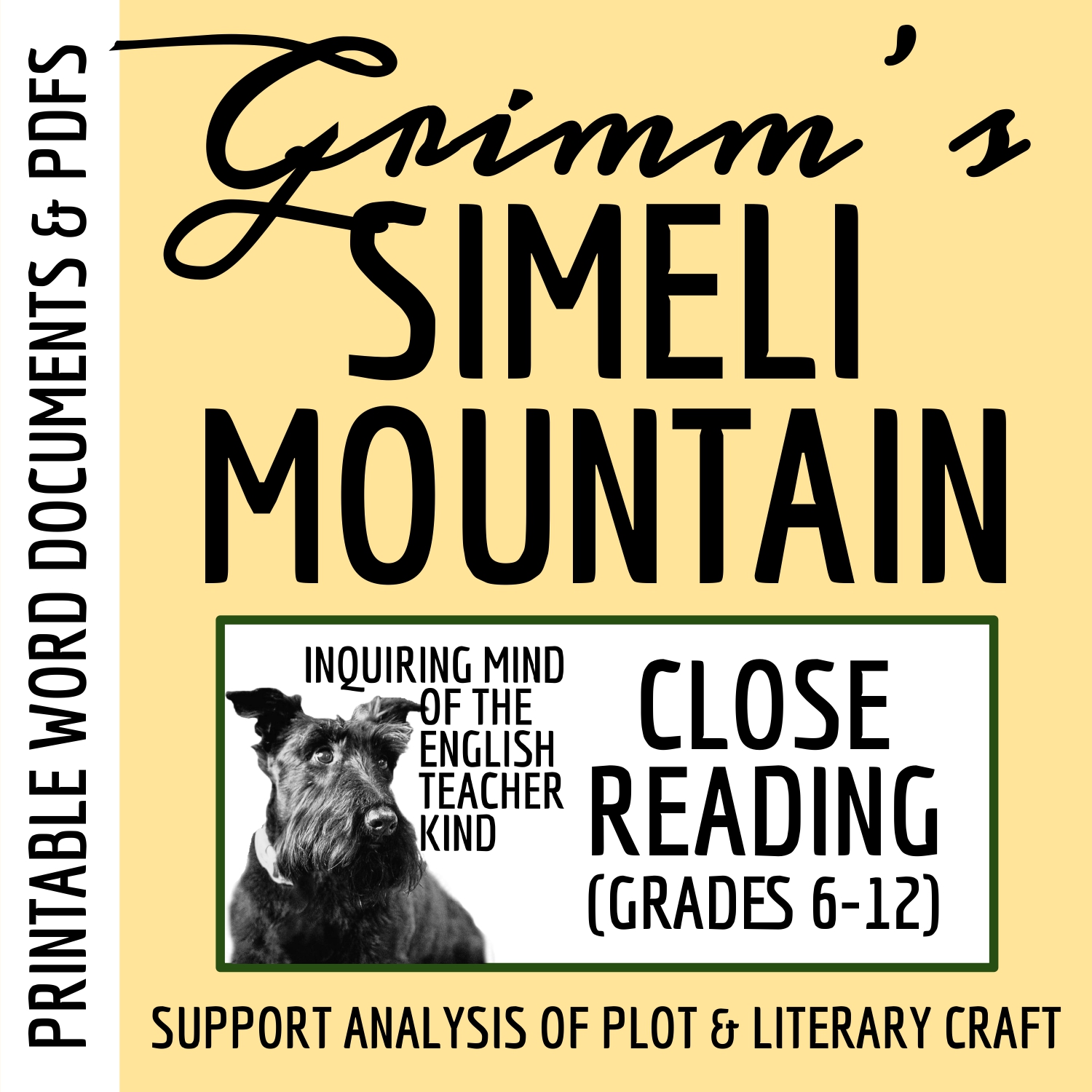 "Simeli Mountain" Close Reading Inference Worksheet (Grimm's Fairy Tale)
