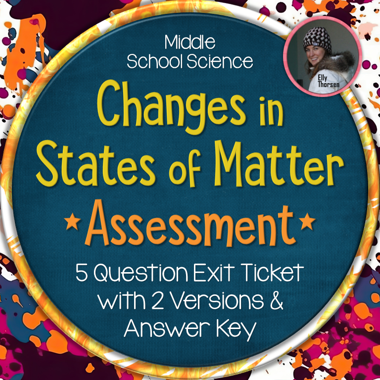 Changes in States of Matter Phase Changes Assessment Exit Ticket Quiz