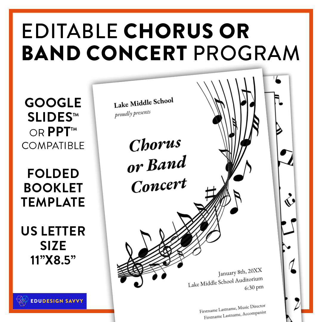 EDITABLE Chorus or Band Concert Program Template!