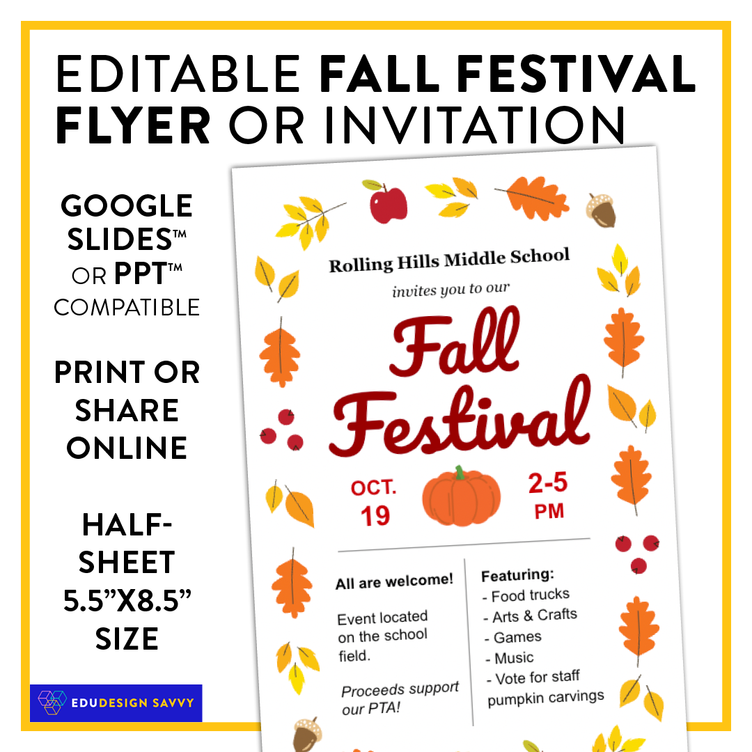 EDITABLE Fall Festival Flyer: 3 designs in two sizes!