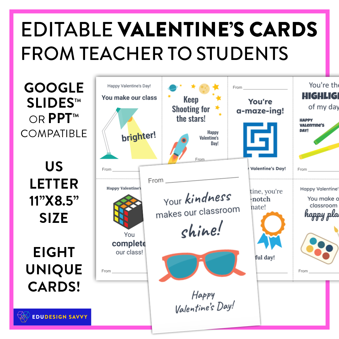 Valentine's Day Cards for Students - Eight designs!