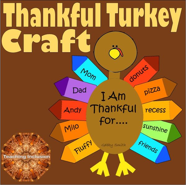Thanksgiving Turkey Craft Thankful Activity Coloring Writing Art | Made ...