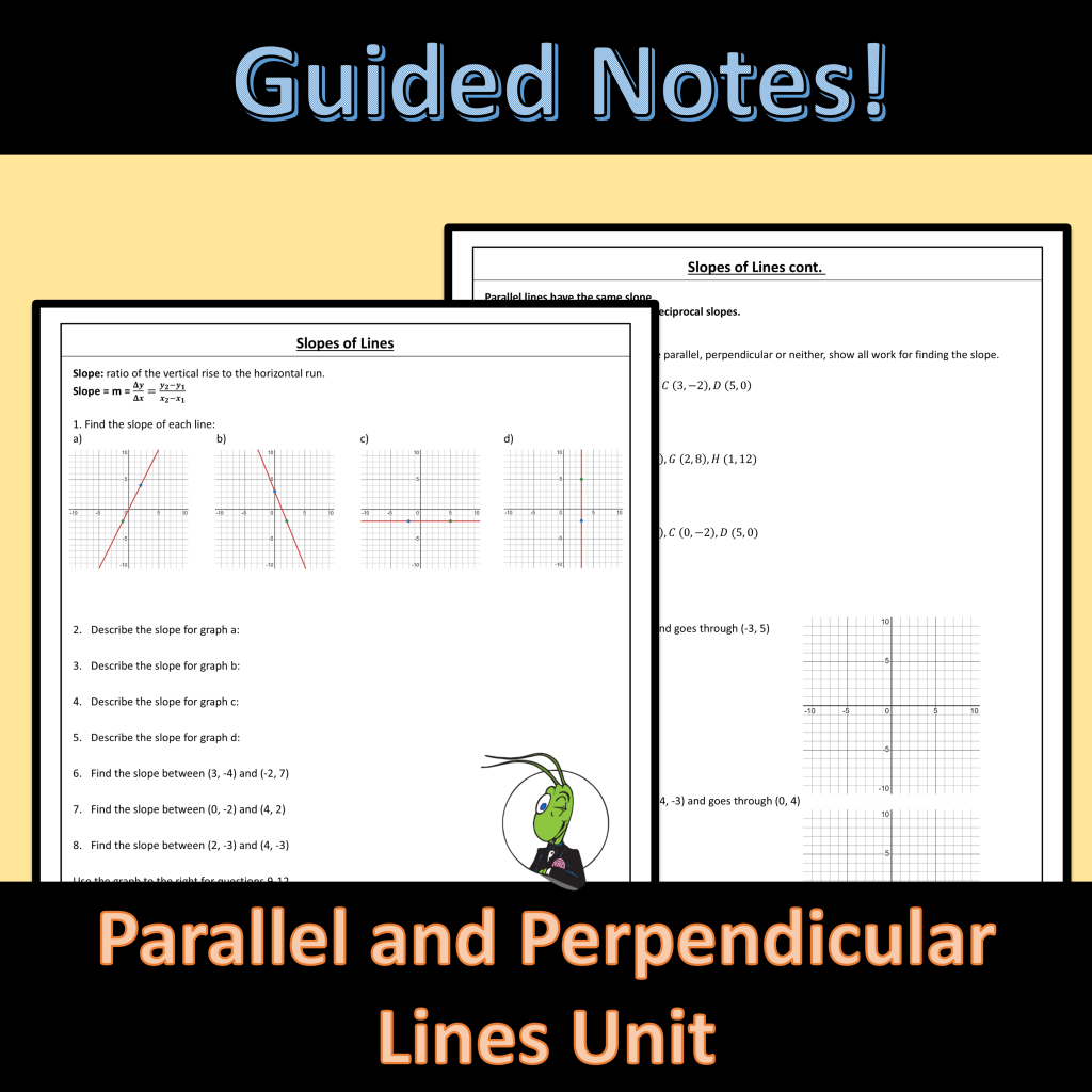 Slopes of Lines Geometry Guided Notes Parallel and Perpendicular - Made ...