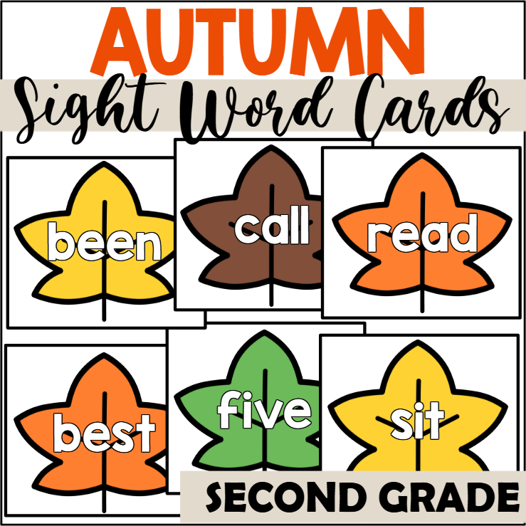 Fall Sight Word Cards for Second Grade