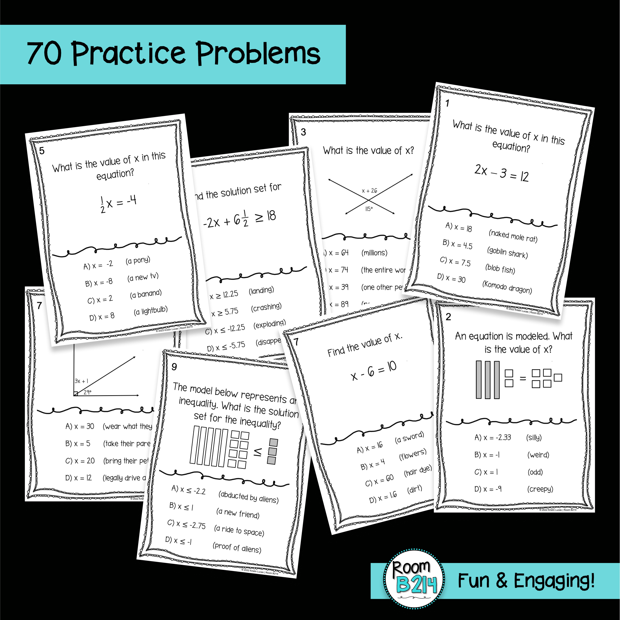 Equations and Inequalities Silly Story BUNDLE TEKS 6.10A 7.11A 7.11C ...