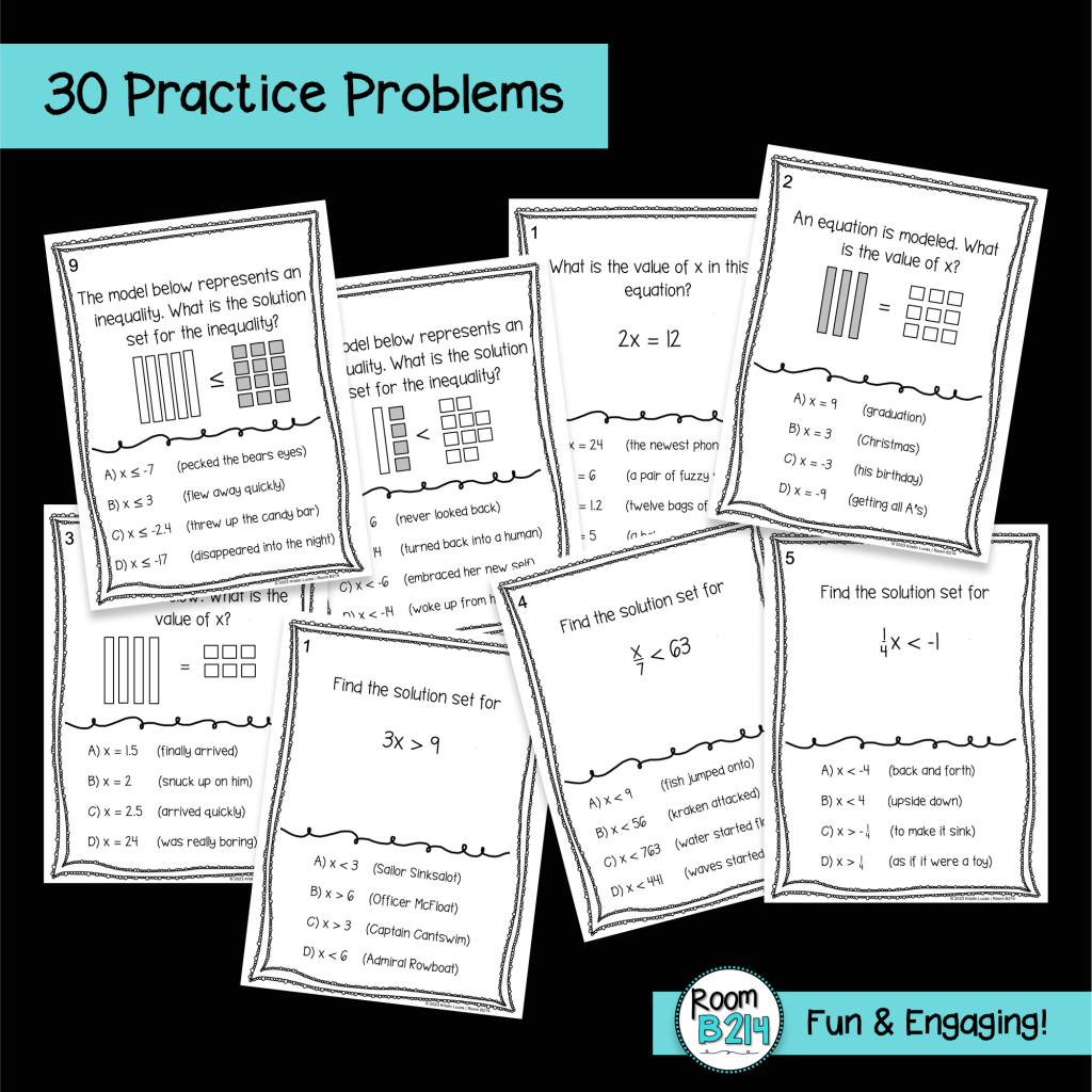 One Step Equations and Inequalities Silly Story BUNDLE TEKS 6.10A ...