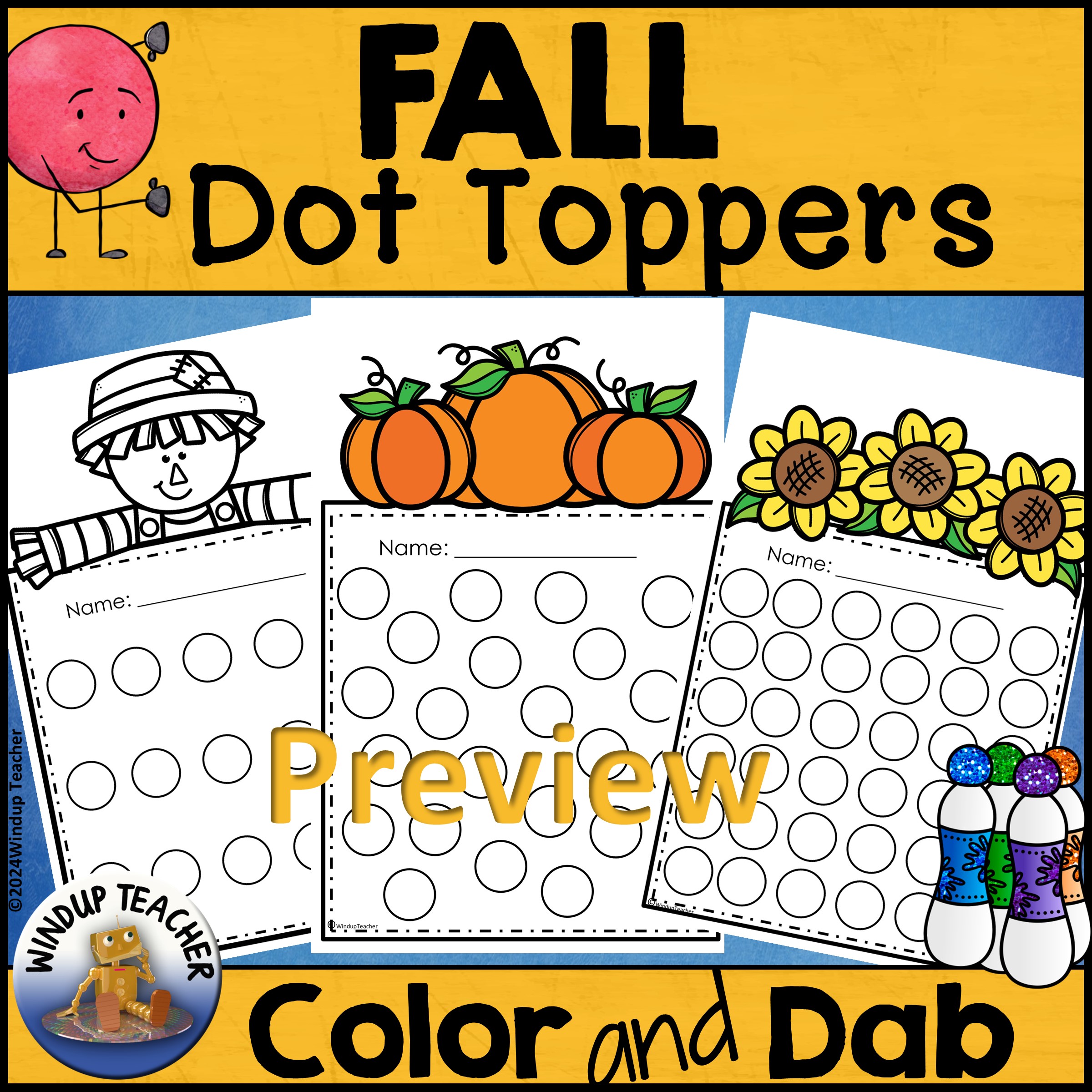 Fall or Autumn Do-A-Dot Marker Dot Dauber Activity and/or Sticker Reward Chart!