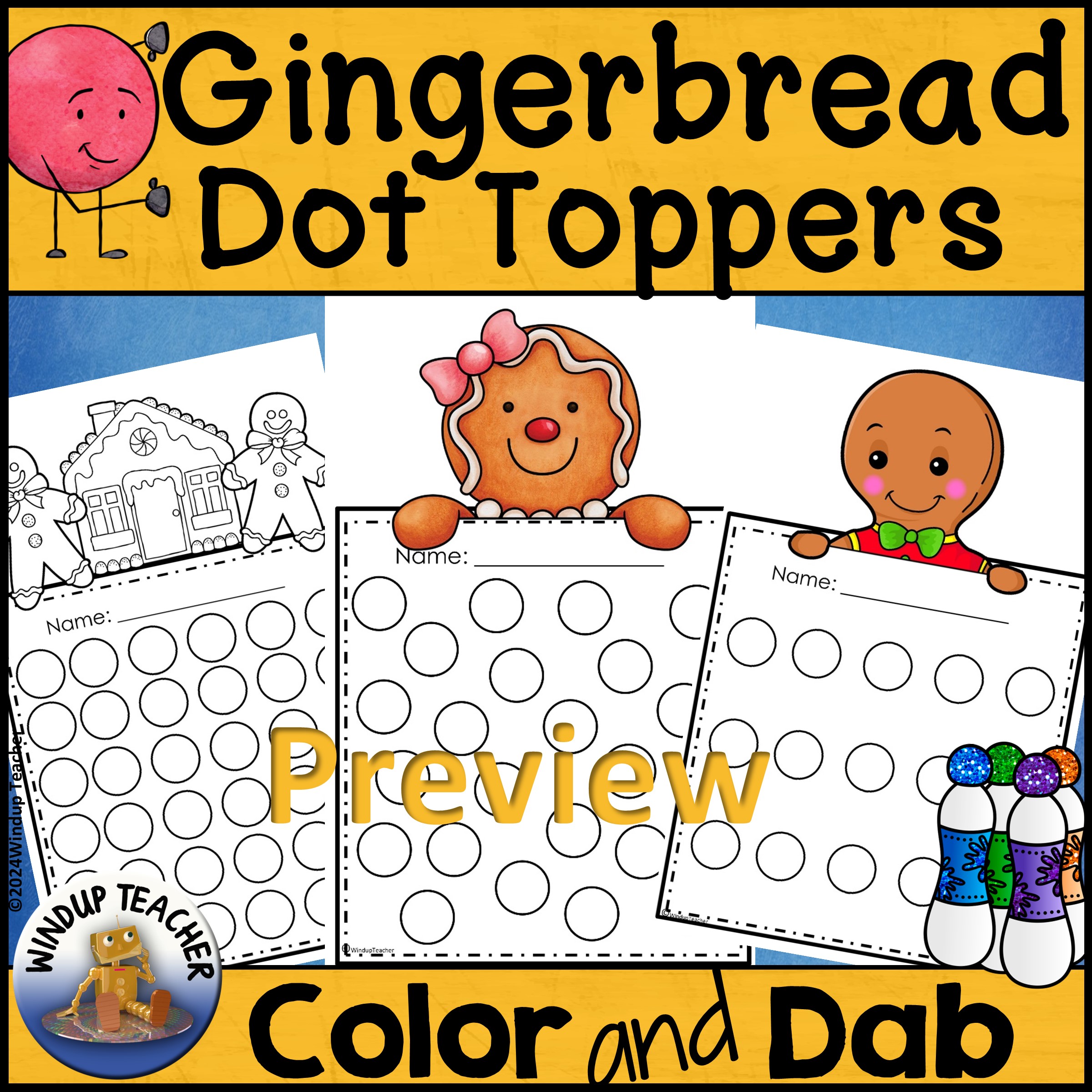 Gingerbread Man Do-A-Dot Marker Dot Dauber Activity and/or Sticker Reward Chart!