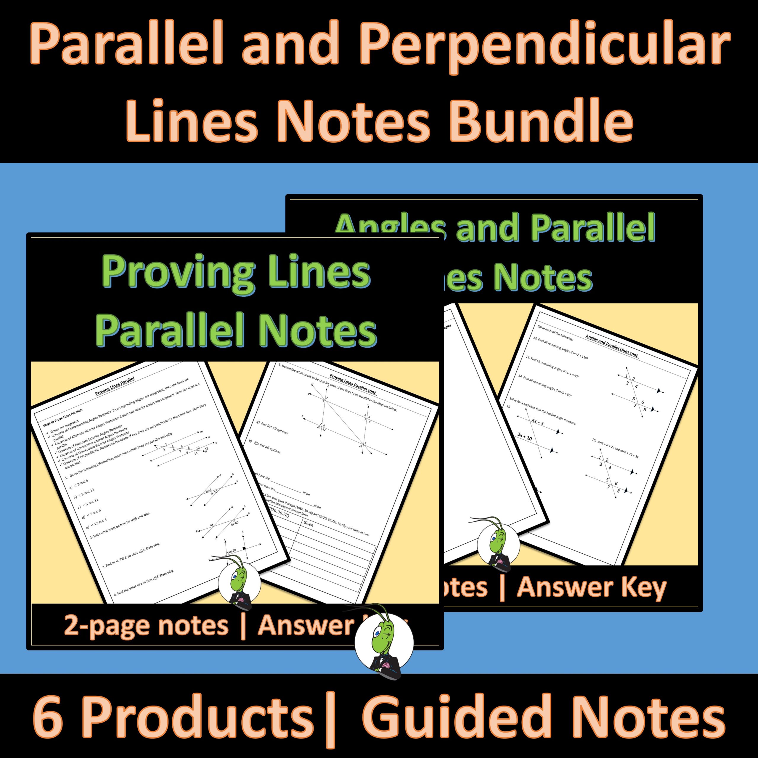Parallel and Perpendicular Lines Guided Notes for Geometry Unit 3