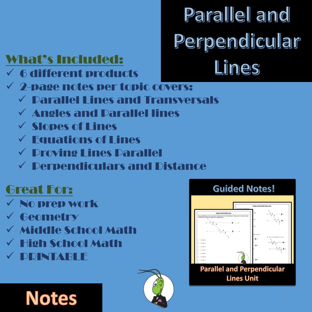 Parallel and Perpendicular Lines Guided Notes for Geometry Unit 3 ...