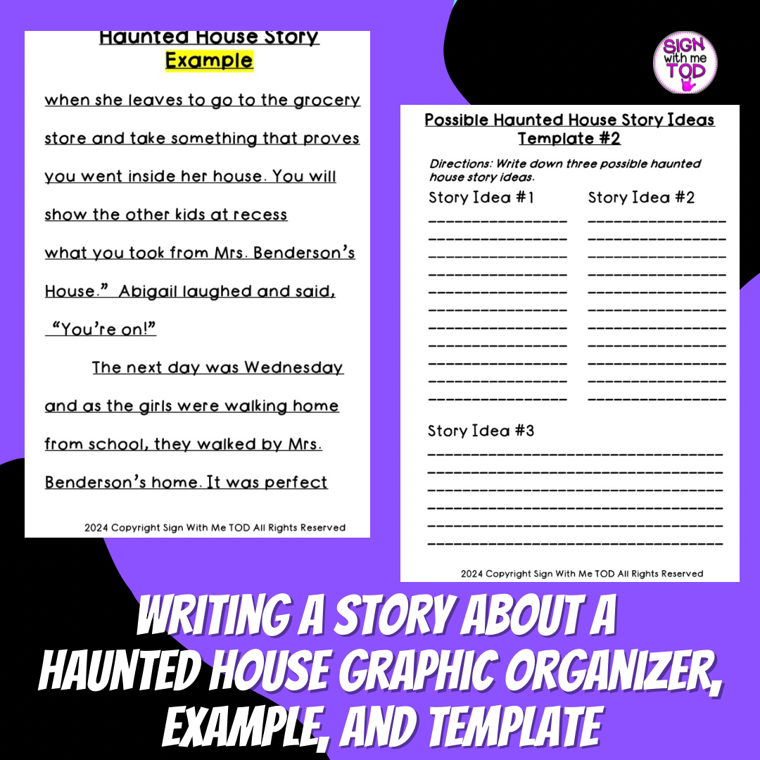 Writing a Story about a Haunted House Example, Graphic Organizer, and Template
