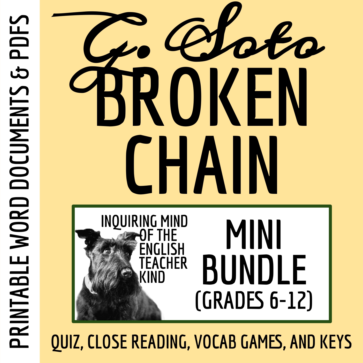 "Broken Chain" by Gary Soto Quiz, Close Reading, and Vocab Games Bundle