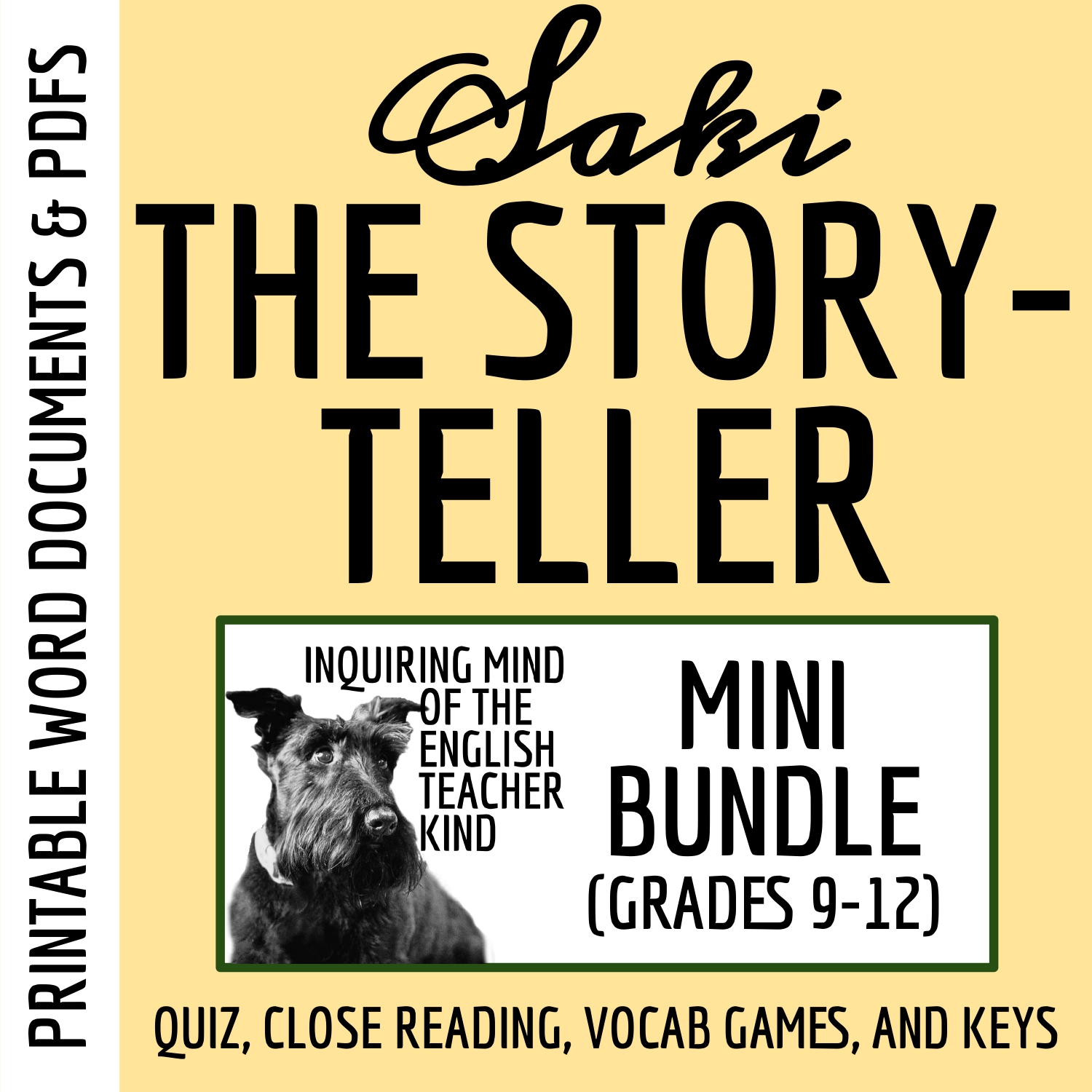 "The Storyteller" by Saki Quiz, Close Reading, and Vocabulary Games Bundle