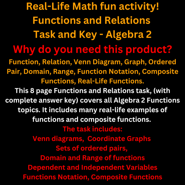 Real-Life Math Functions and Relations Worksheet and Answer Key ...