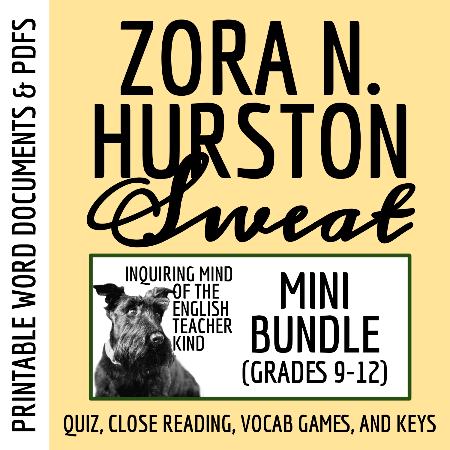 "Sweat" by Zora Neale Hurston Quiz, Close Reading, and Vocabulary Games Bundle