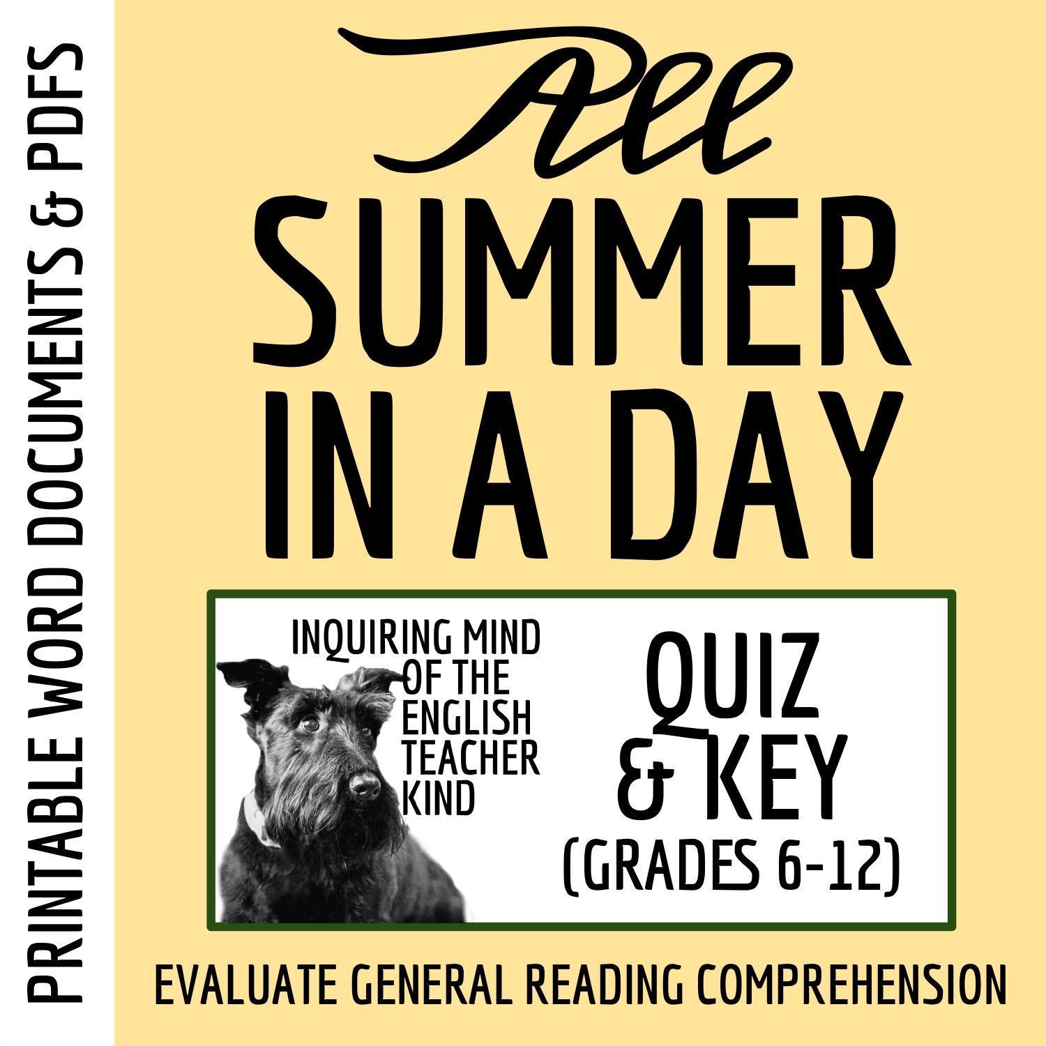 "All Summer in a Day" by Ray Bradbury Quiz and Answer Key