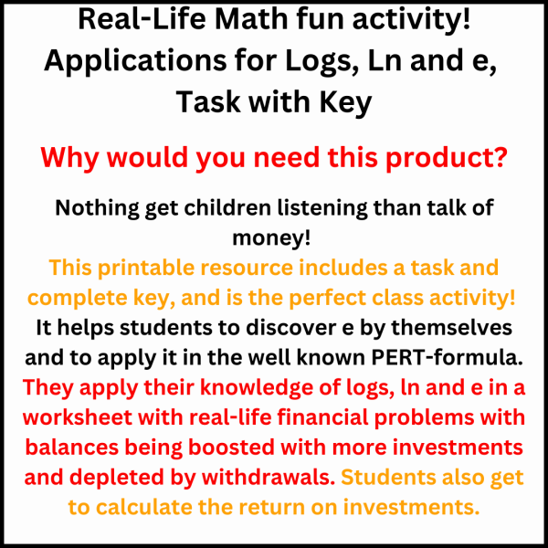 Real-Life Applications for Logs, Ln and e - Worksheet and Complete Key ...