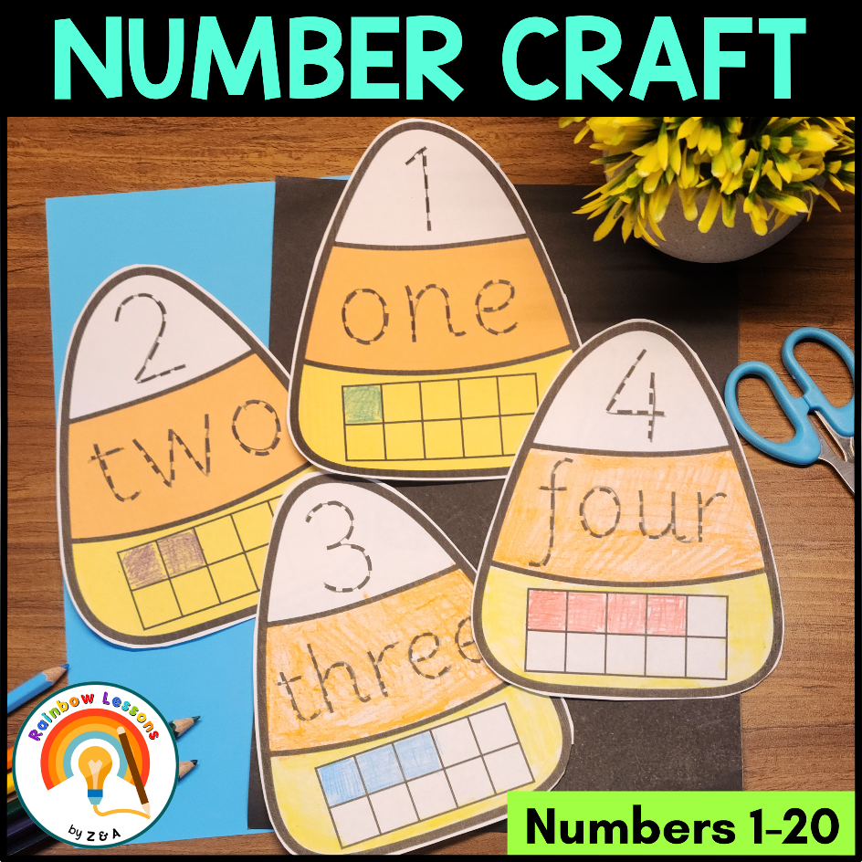 Candy Corn Math Craft | Numbers 1 to 20 | Candy Corn Craft Activities | Template