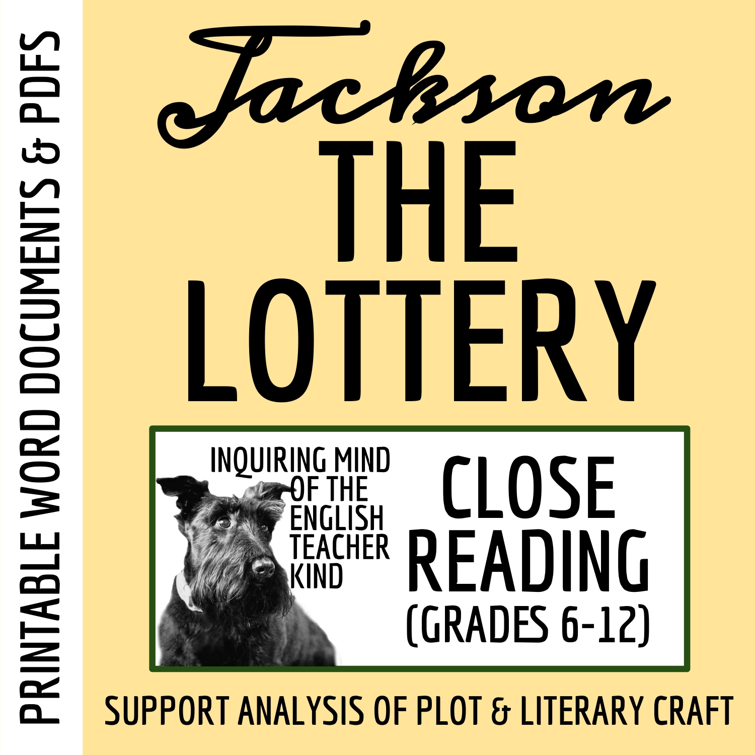 "The Lottery" by Shirley Jackson Close Reading Analysis Worksheet
