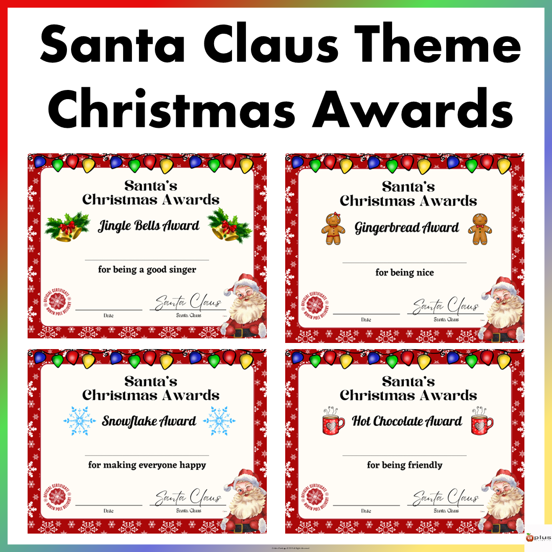 Christmas Santa Claus Student Awards Certificates Editable