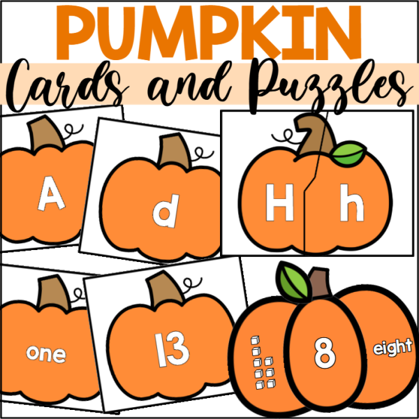 Pumpkin Alphabet and Number Flash Cards and Puzzles | Made By Teachers