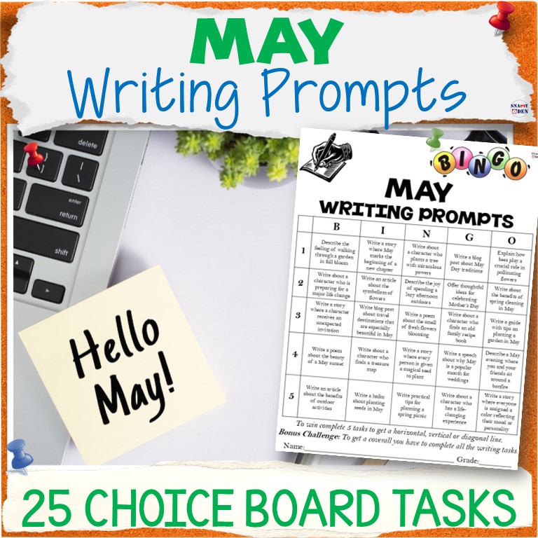 May Writing Prompts Bingo Creative Writing Morning Work Choice Board