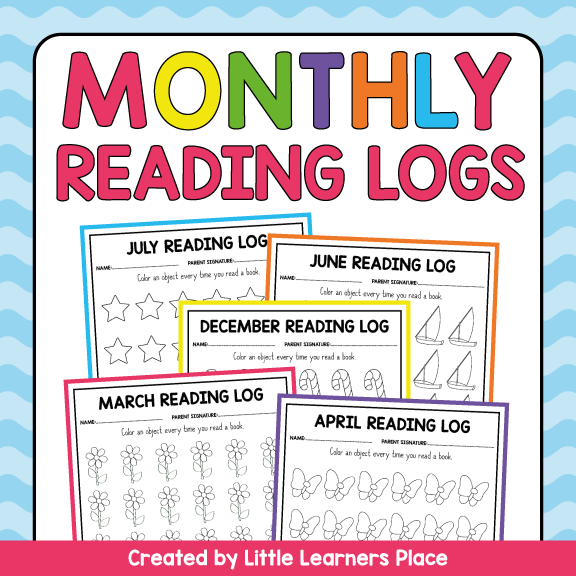 Monthly Coloring Reading Log | Monthly Reading Tracker for Year
