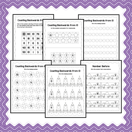 Counting Backwards From 10 | Math Worksheets, Mazes, Cut and Paste ...