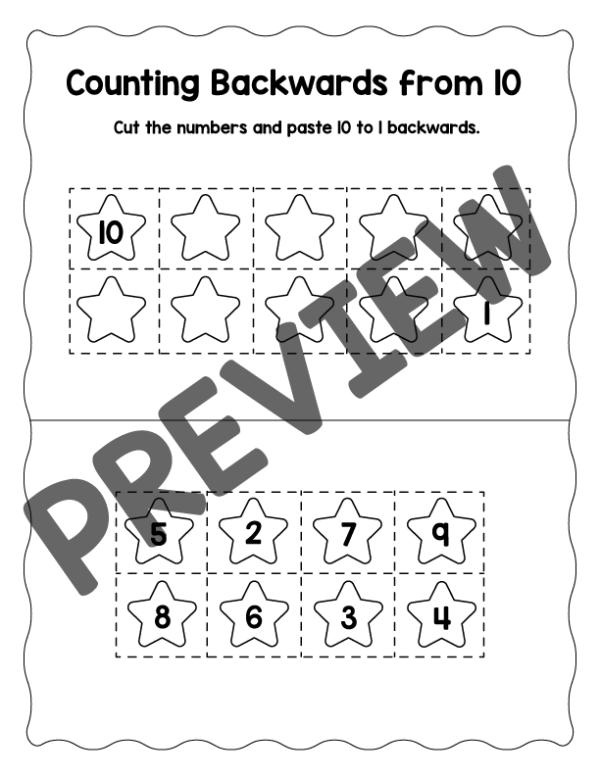 Counting Backwards From 10 | Math Worksheets, Mazes, Cut and Paste ...