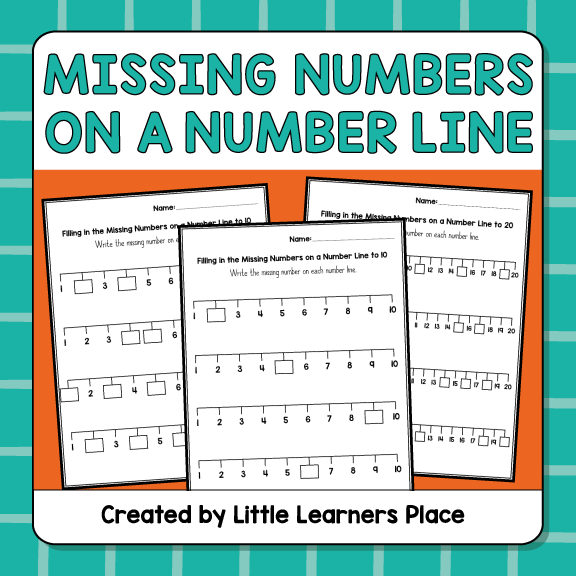 Missing Numbers on a Number Line Worksheets | Counting to 10 and 20