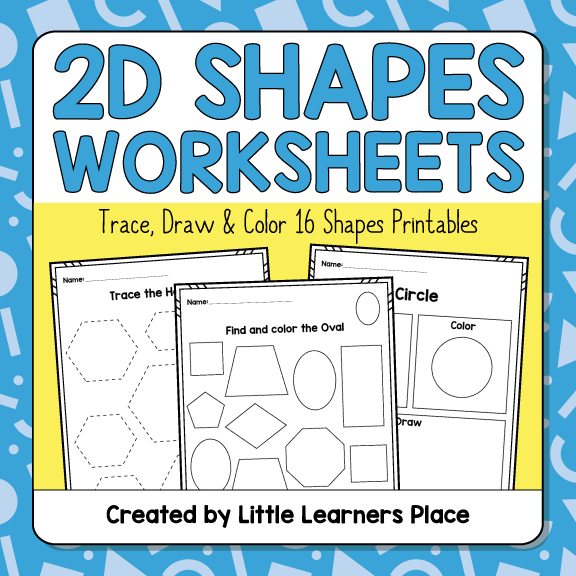 2D Shapes Tracing and Drawing Worksheets for Preschool, Pre-K, and Kindergarten