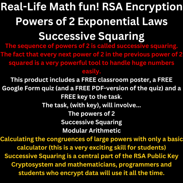 Real-Life RSA Encryption - Powers of 2, Exponential Laws, Successive ...