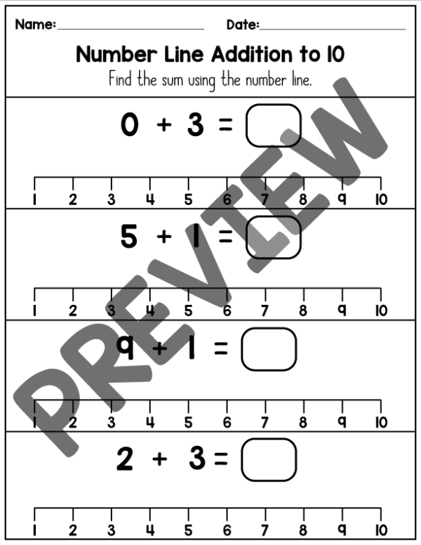 Adding and Subtracting on a Number Line Worksheets - up to 20 - Made By ...