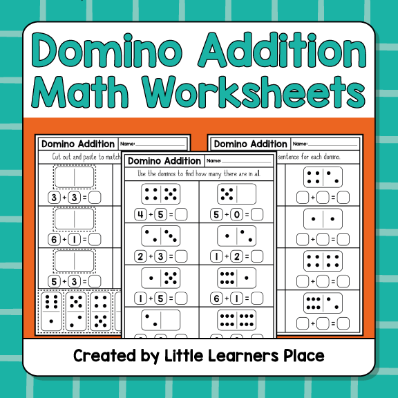 Domino Addition Worksheets (Addition Sums, Missing Addends, Cut & Paste)
