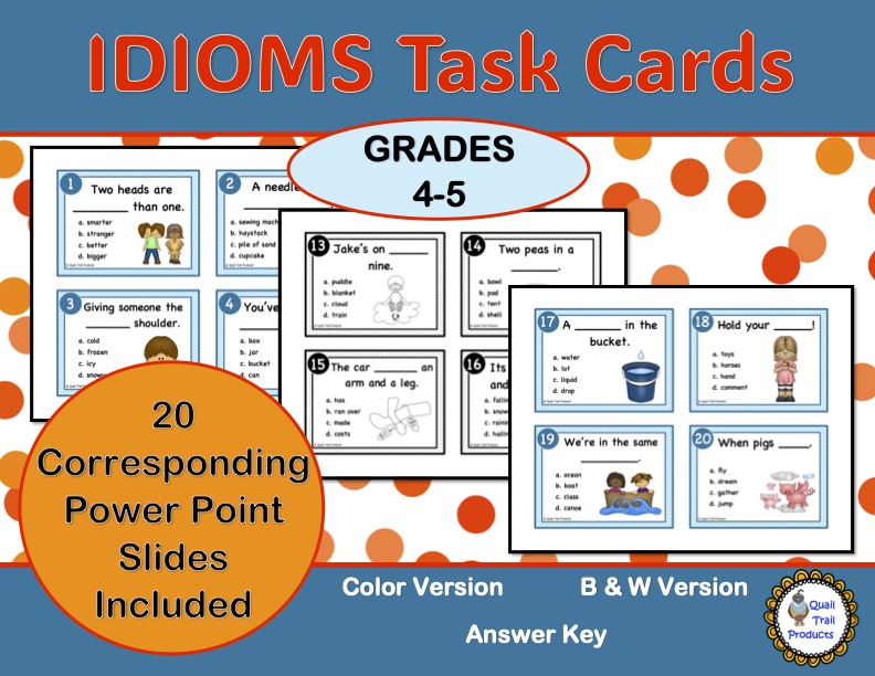 IDIOMS Task Cards with Power Point Slides