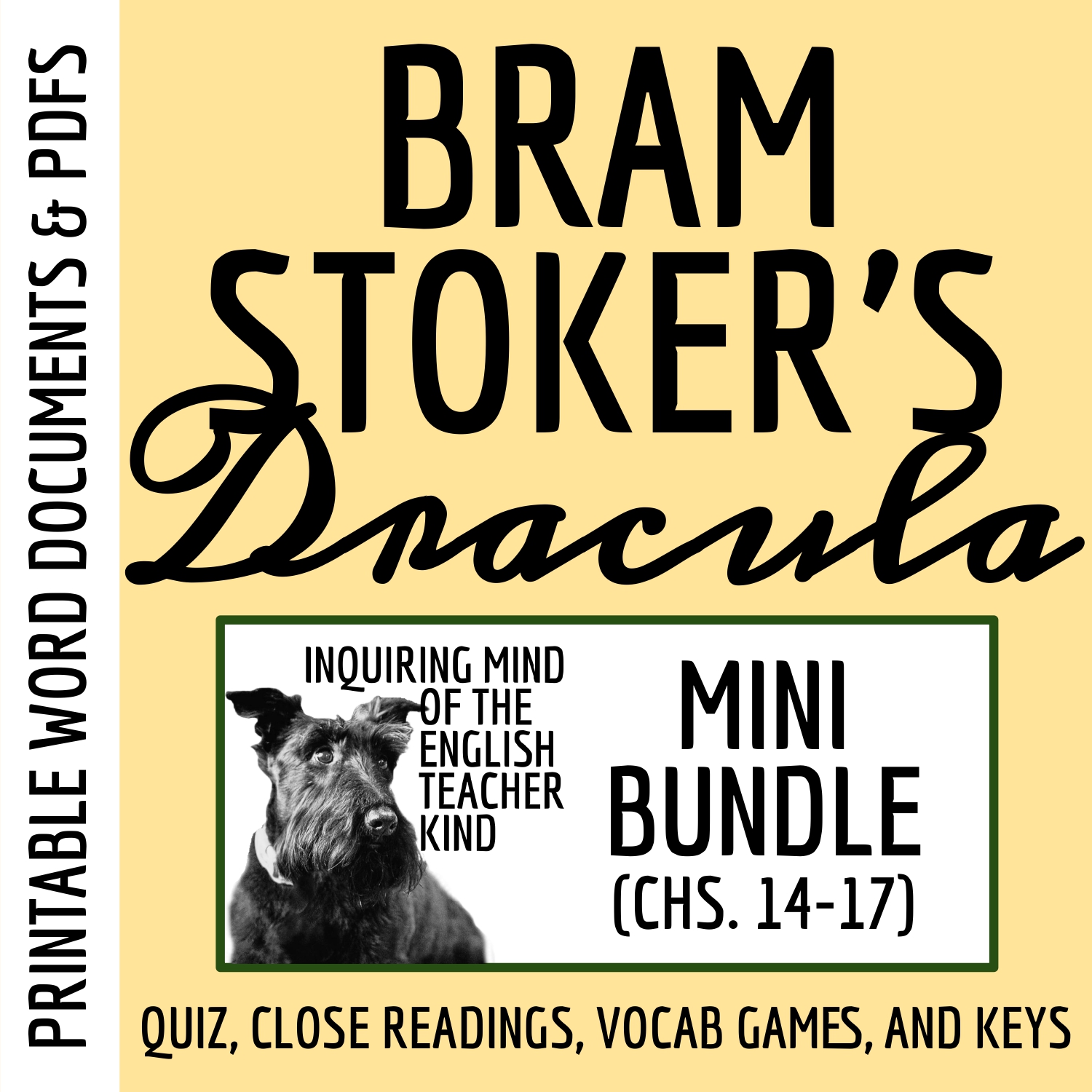 Dracula Chapters 14-17 Quiz, Close Reading Worksheets, and Vocabulary Games