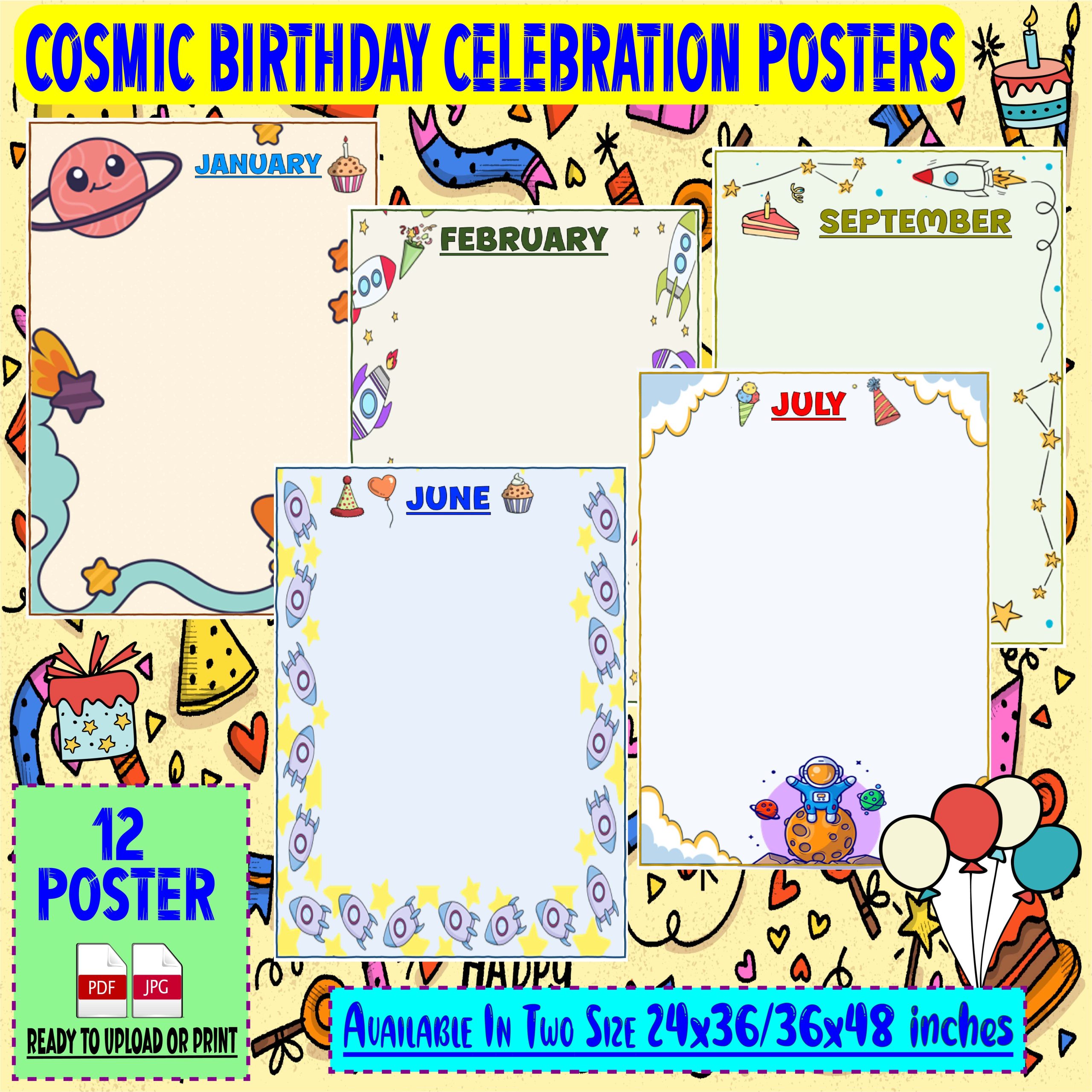 Cosmic Birthday Celebration Poster.(24x36 in & 36x48 in)