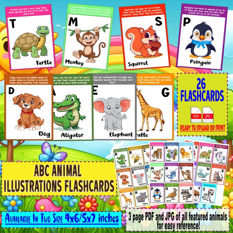 ABC Animals Illustrations Flashcards. | Made By Teachers