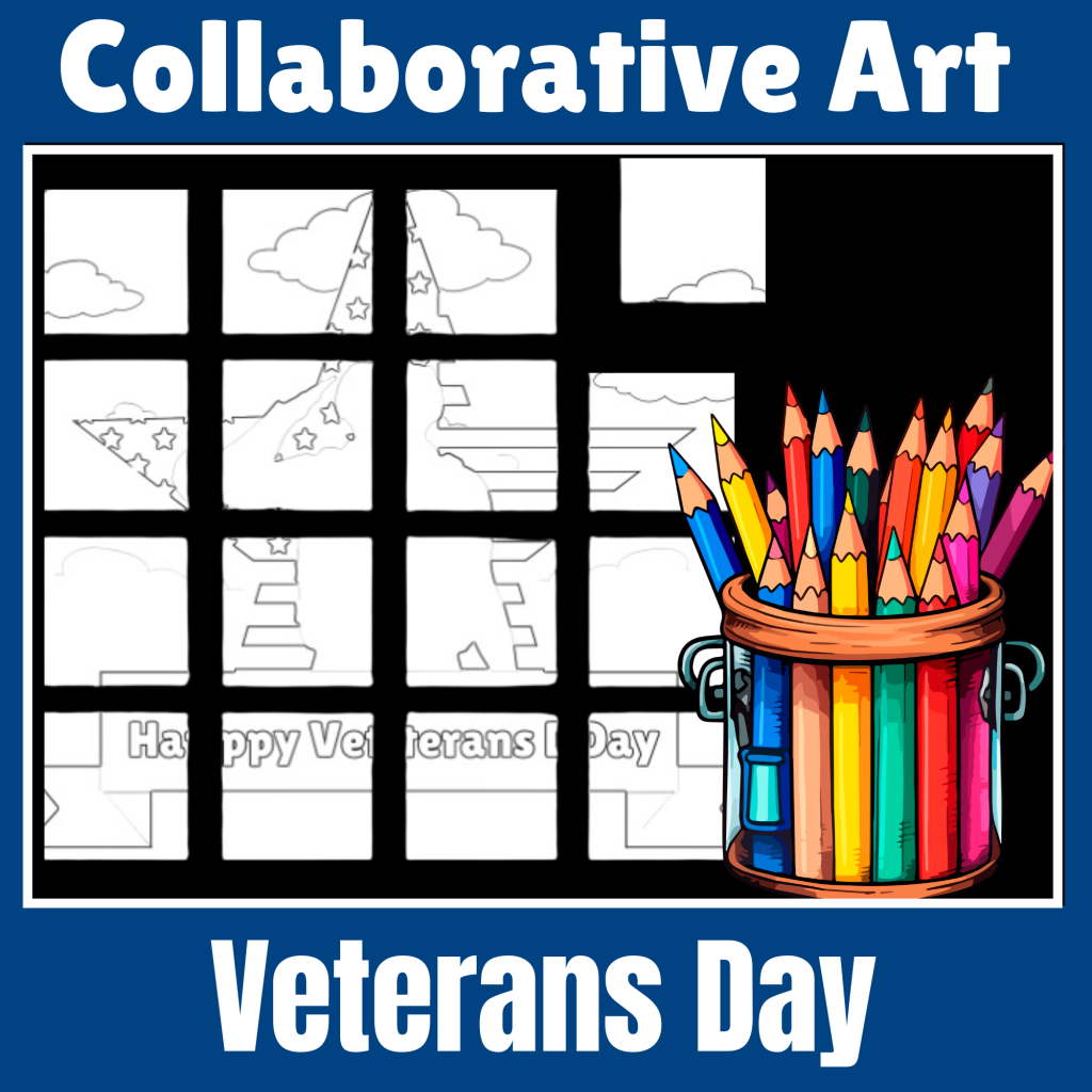 Veterans Day Coloring Collaborative Poster Art Memorial day Activities ...