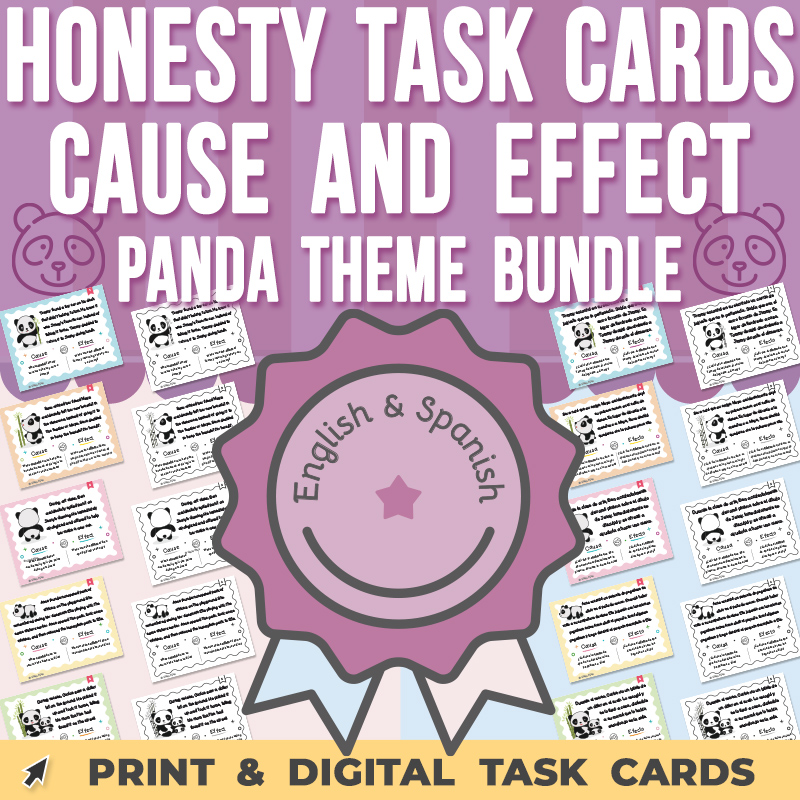 Honesty Task Cards with Panda Theme BUNDLE, Cause and Effect Critical Thinking